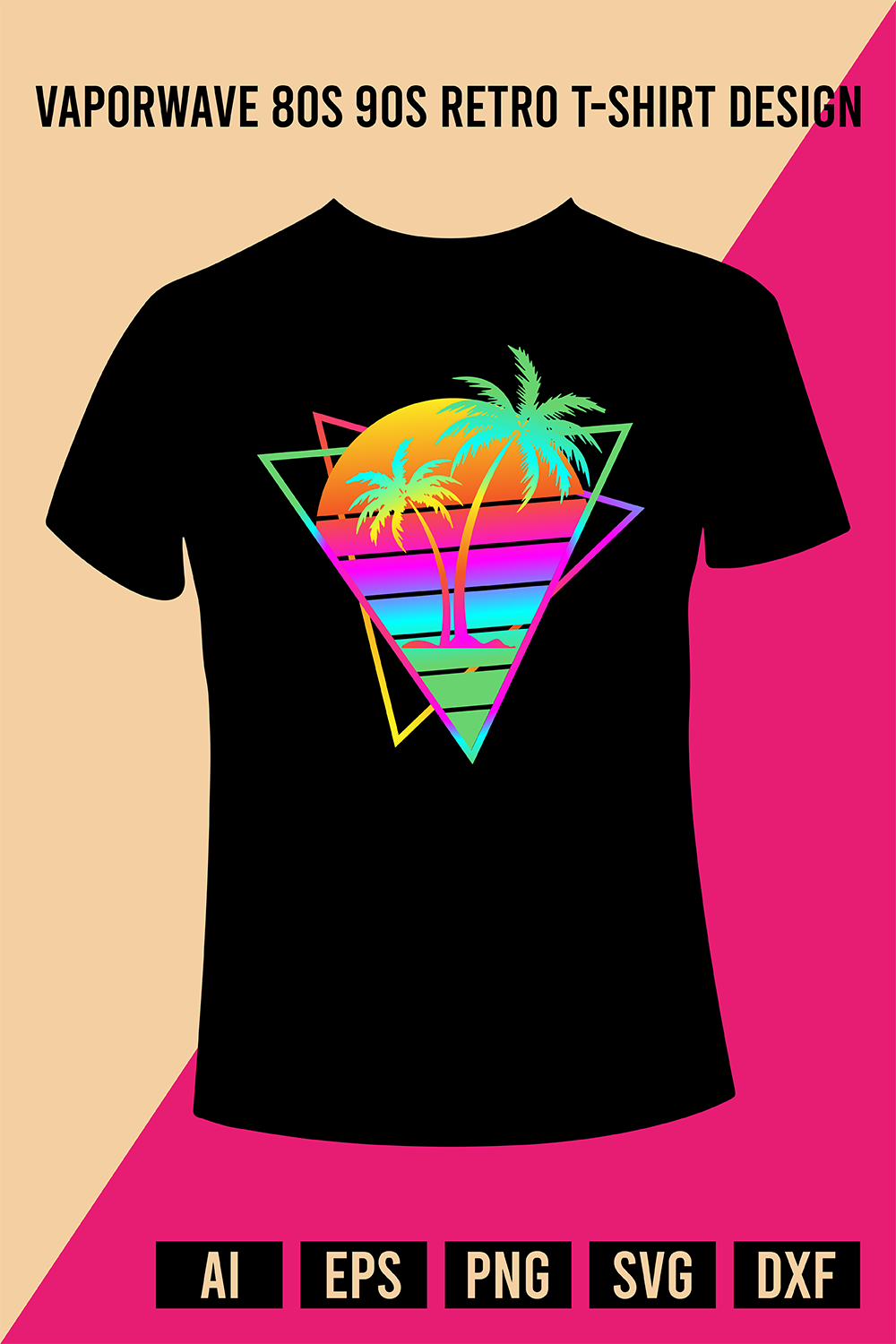 Vaporwave 80s 90s Retro T-Shirt Design pinterest preview image.