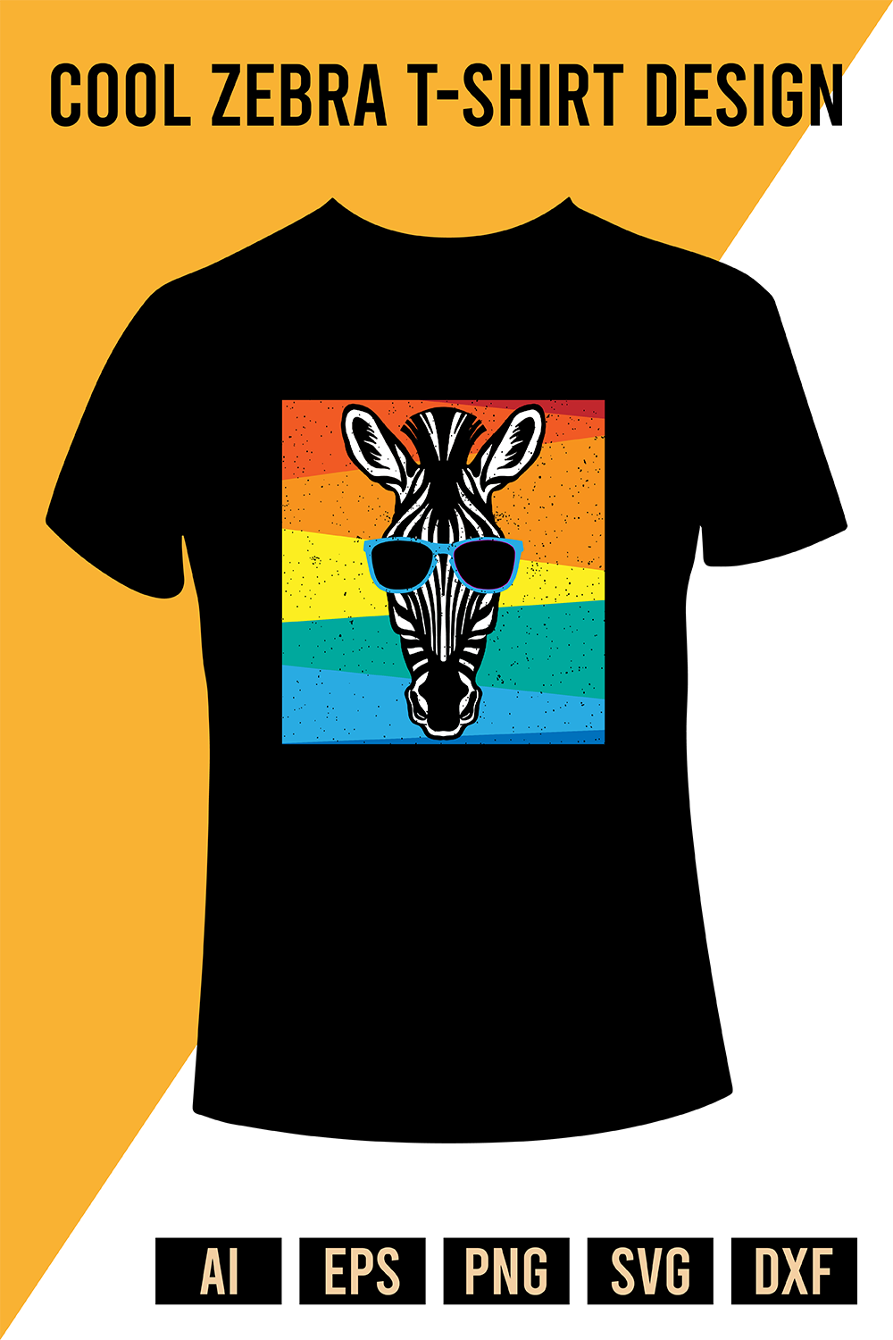 Cool Zebra T-Shirt Design pinterest preview image.