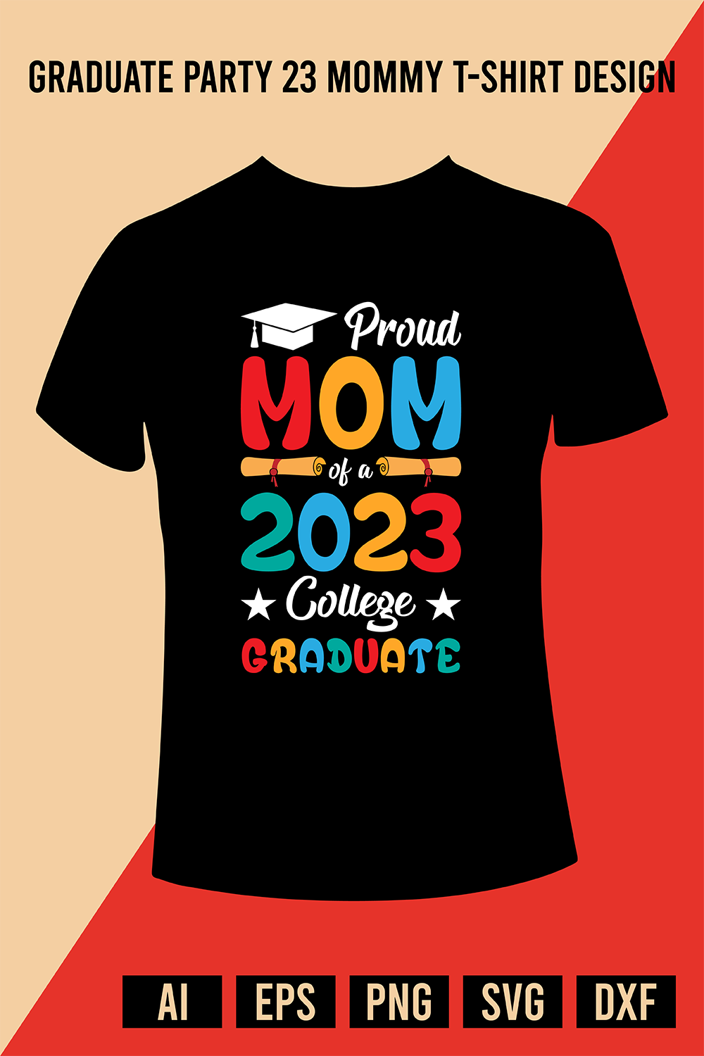 Graduate Party 23 Mommy T-Shirt Design pinterest preview image.