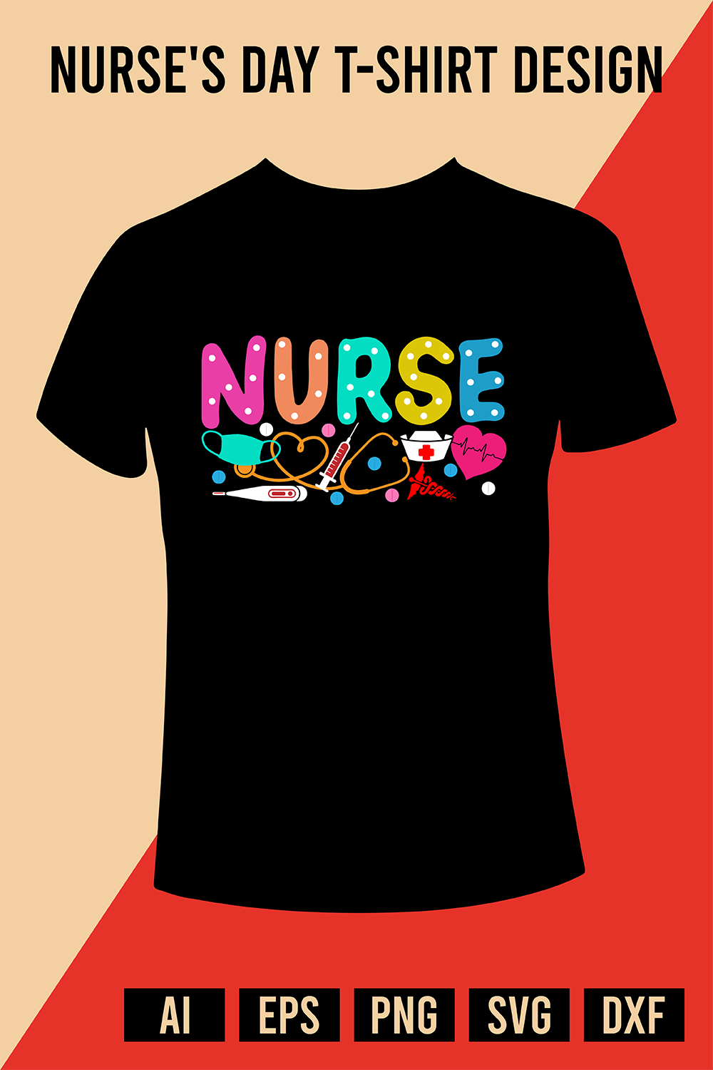 NURSE'S DAY T-Shirt Design pinterest preview image.