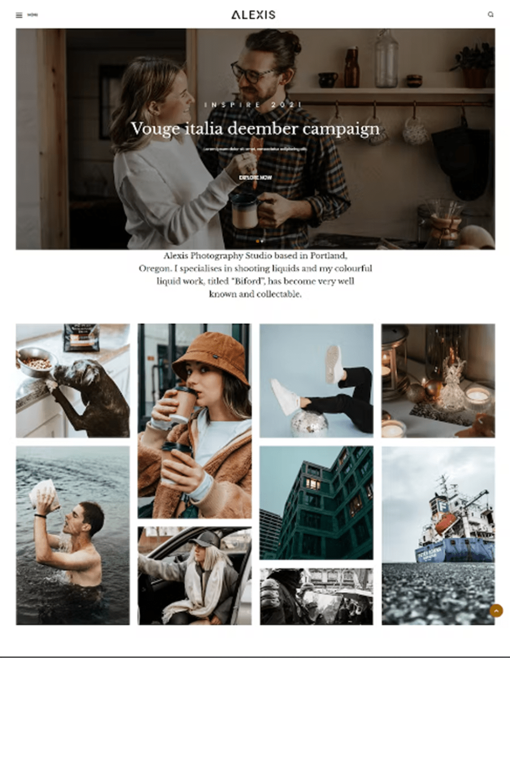 Free Photography Website HTML Template pinterest preview image.