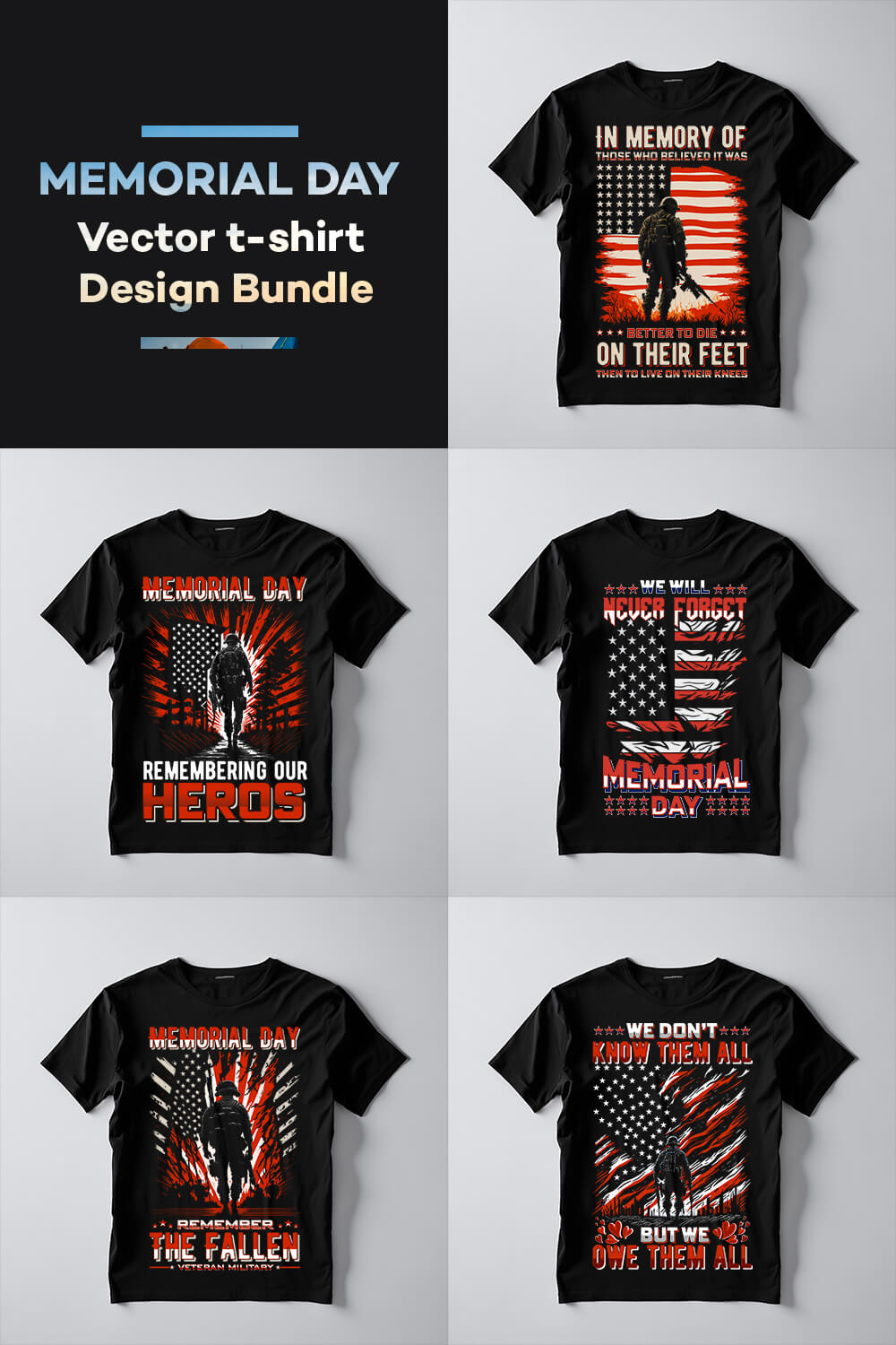 Memorials Day veterans day tshirt design Vector pinterest preview image.