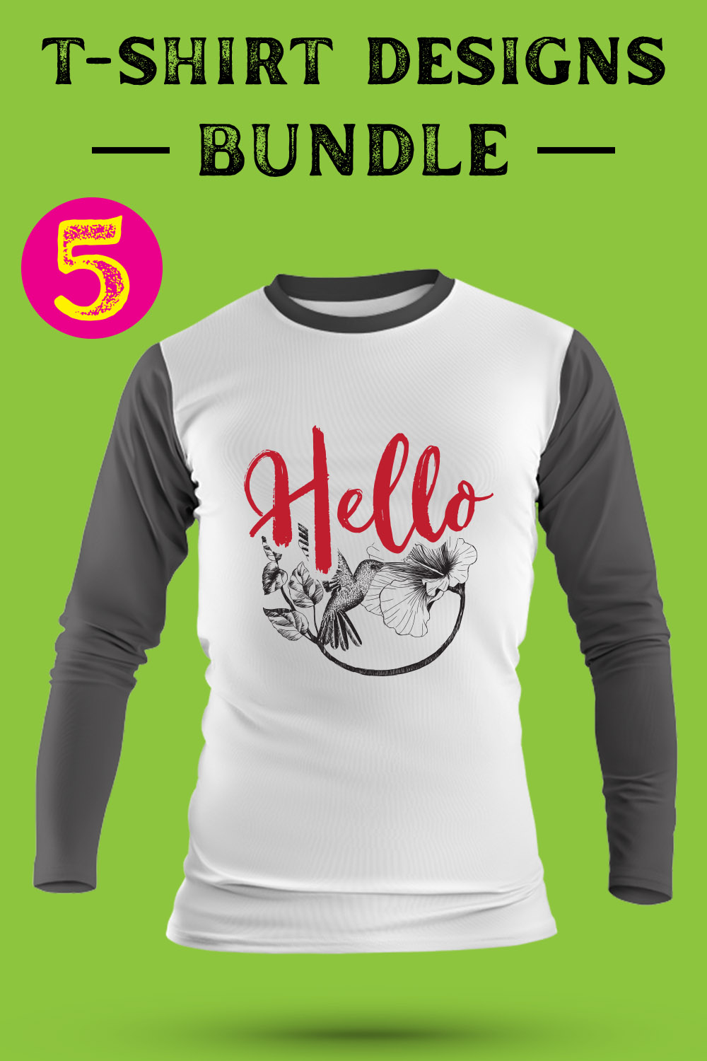 Flower SVG T Shirt Designs Bundle pinterest preview image.