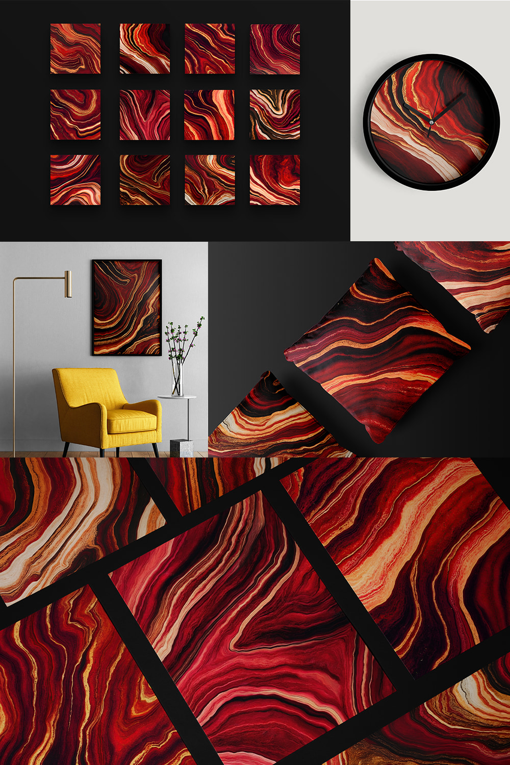Red Gold Marble Textures pinterest preview image.