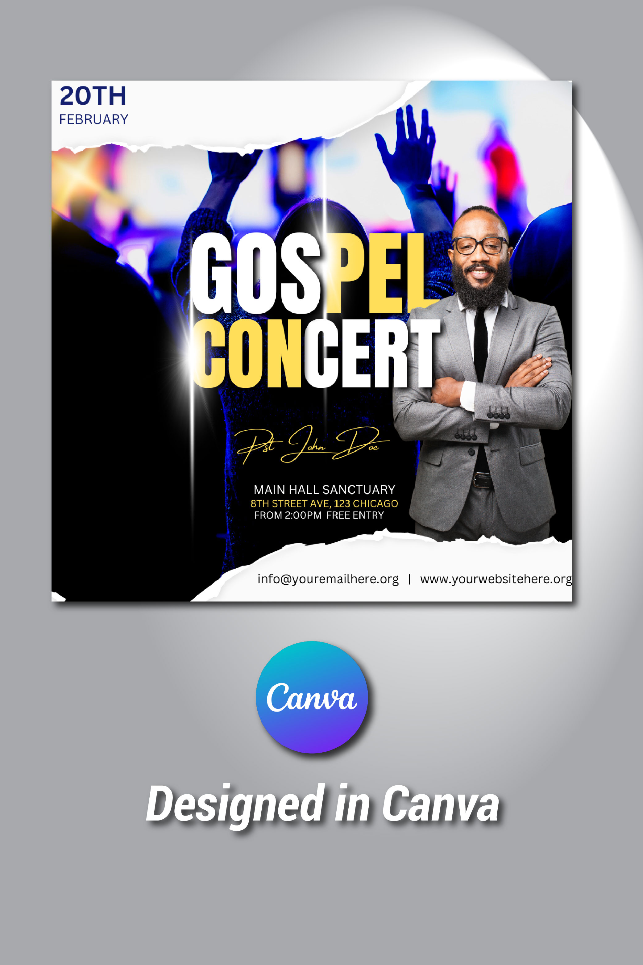 Church Flyer Canva Template pinterest preview image.