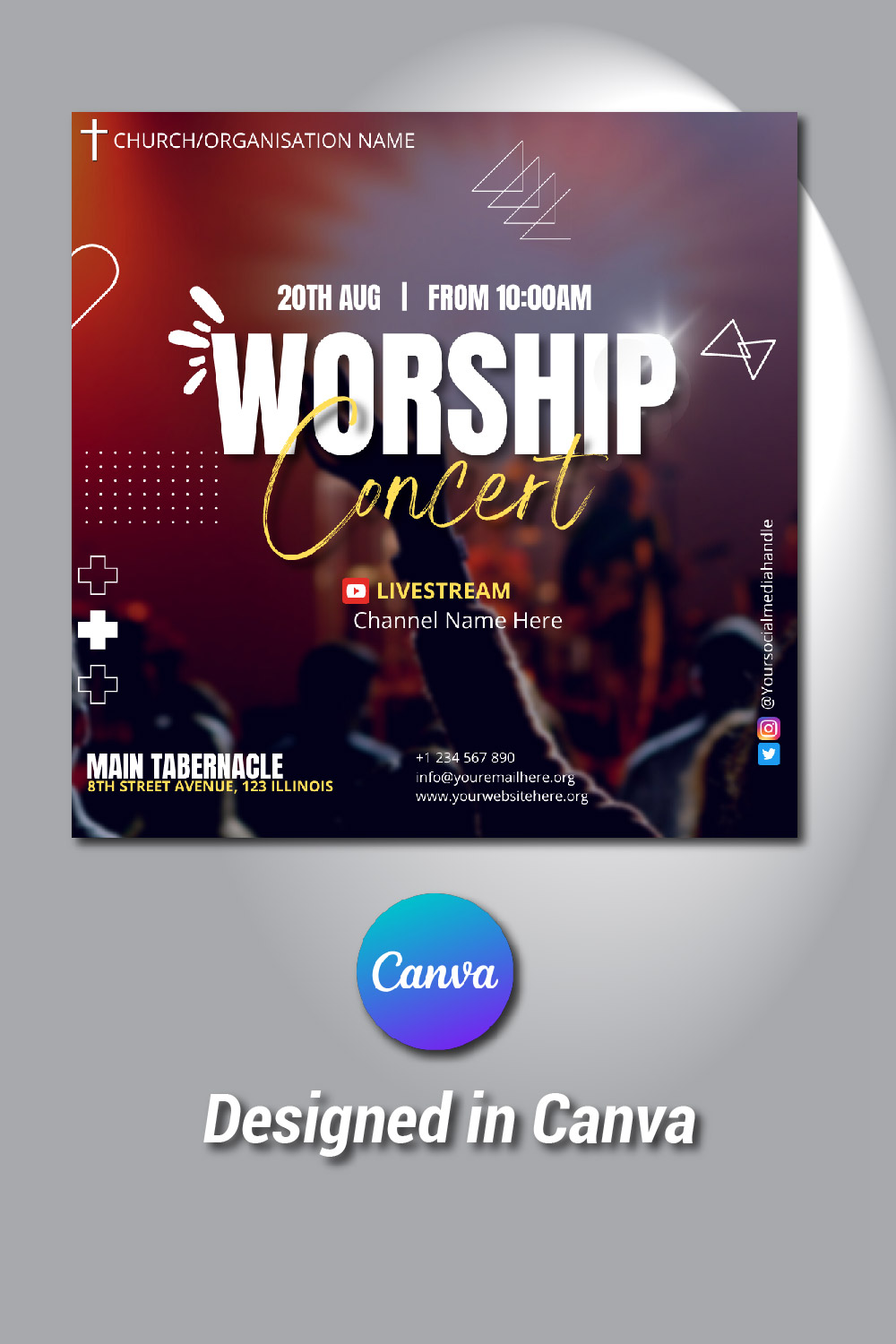 Worship Experience Canva Template pinterest preview image.
