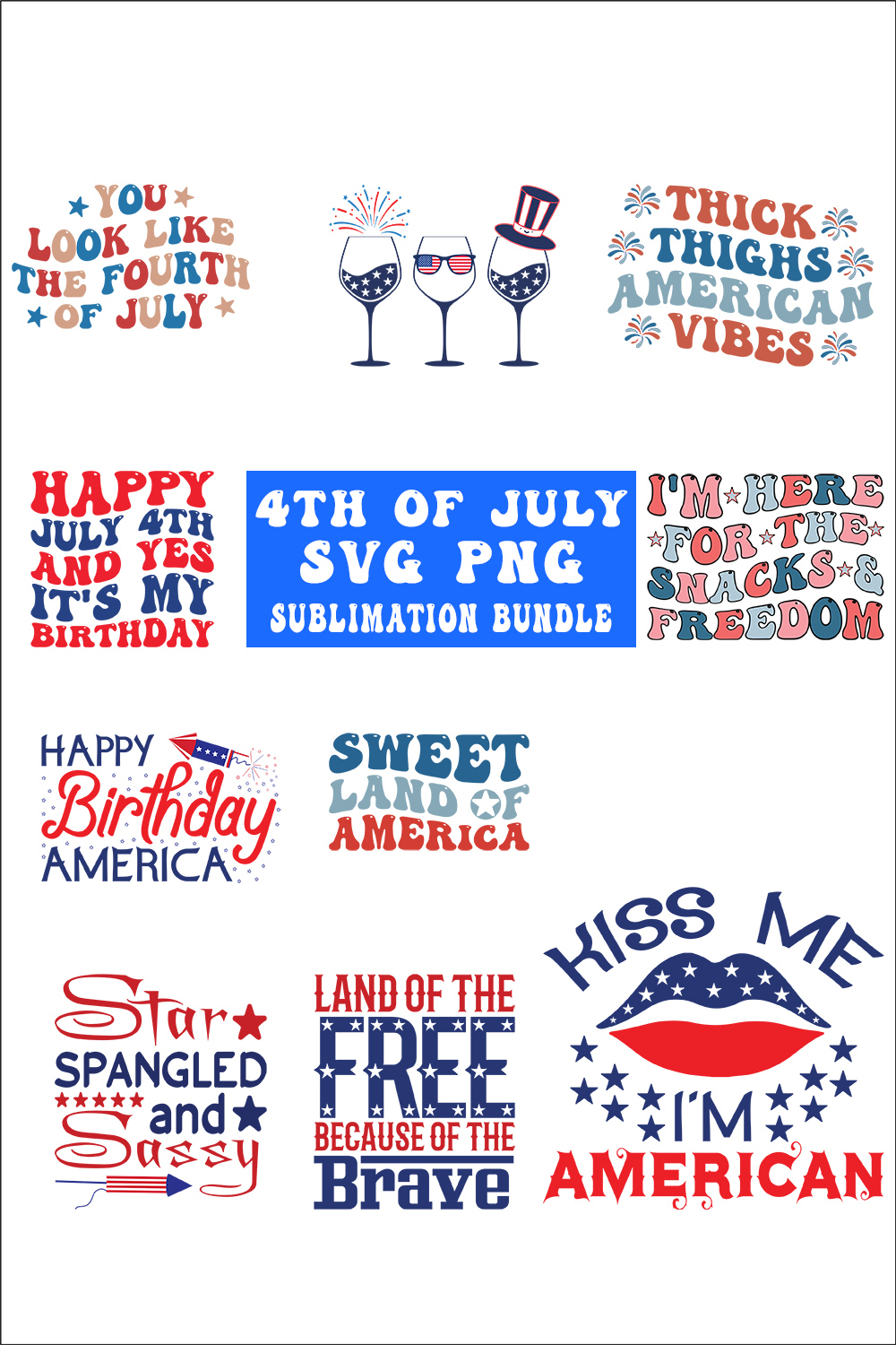 4th Of July SVG PNG Sublimation Cutting And Print File pinterest preview image.