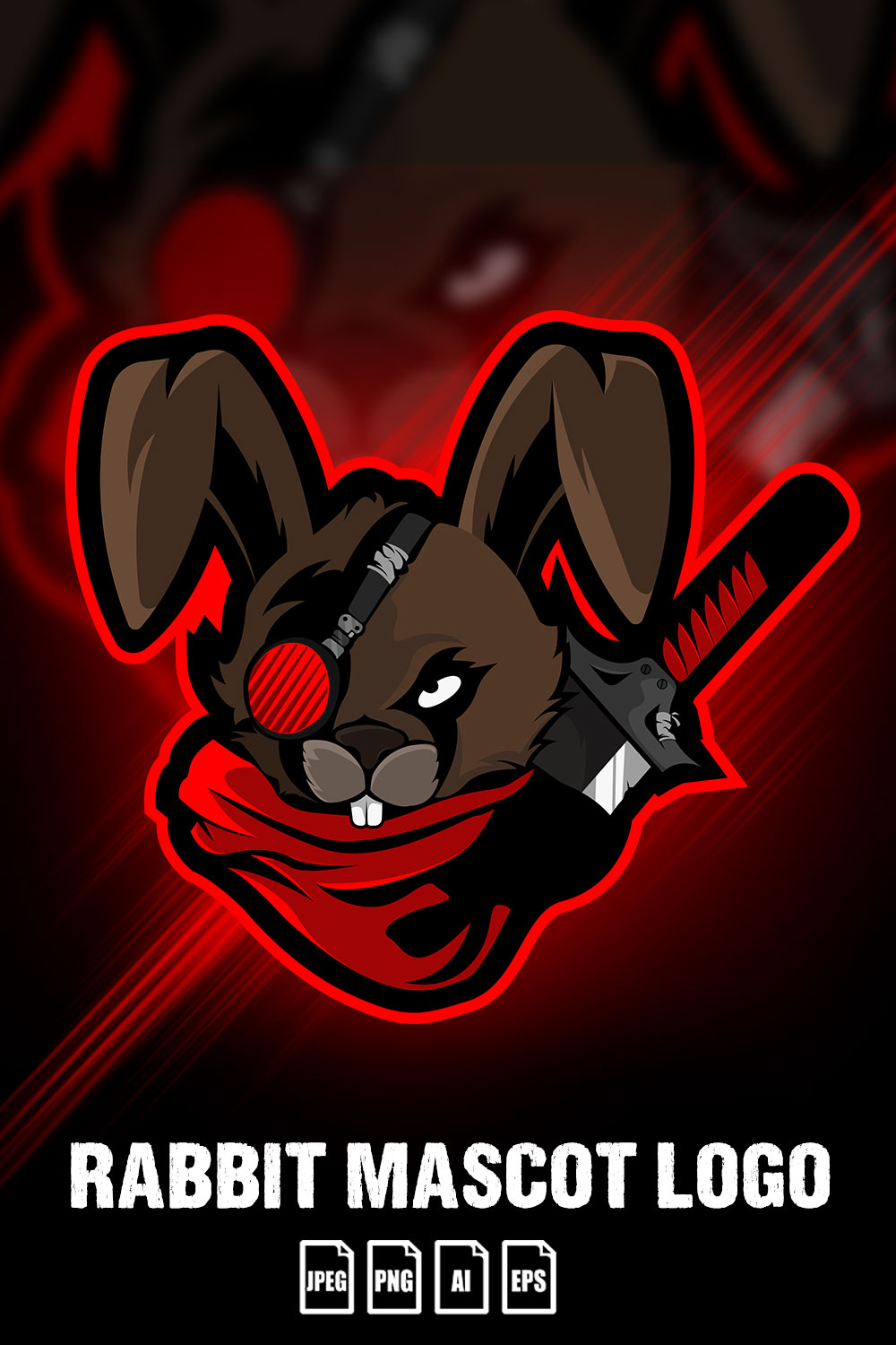 Ninja Rabbit Gaming logo for Esports Gamers & Streamers pinterest preview image.