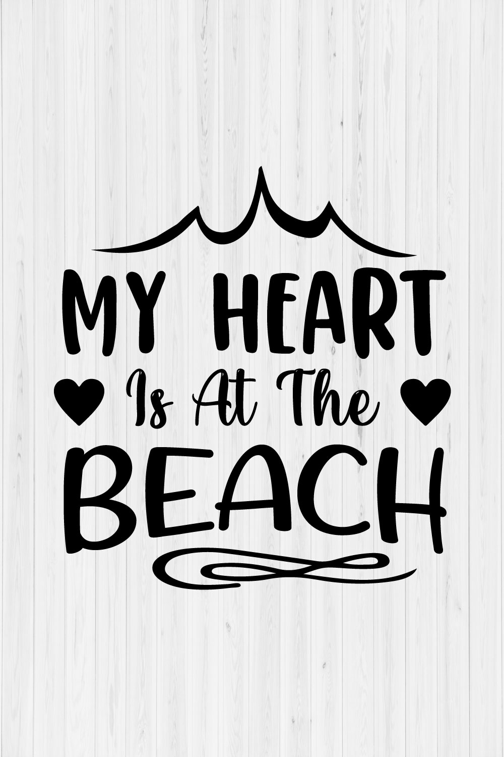 My Heart is at the Beach Svg Design pinterest preview image.