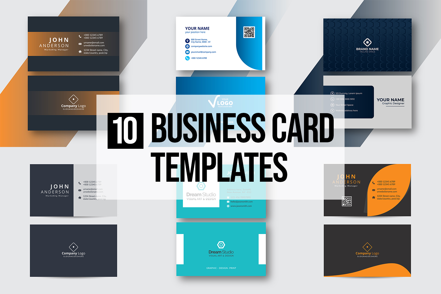 10 Double Side Business Card Design Template pinterest preview image.