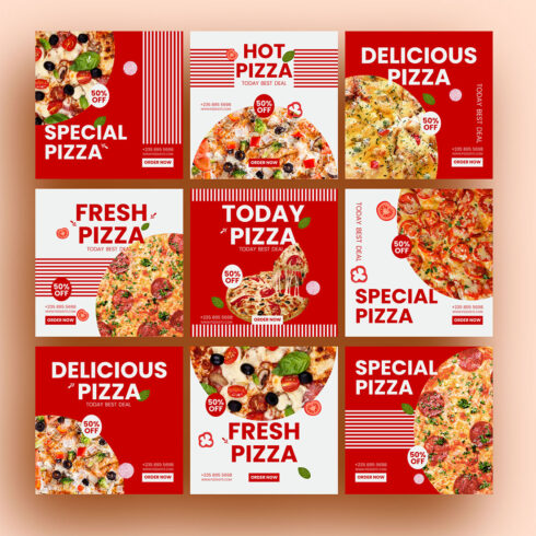Set of Editable square banner template design for food post Suitable for Social Media Post cover image.