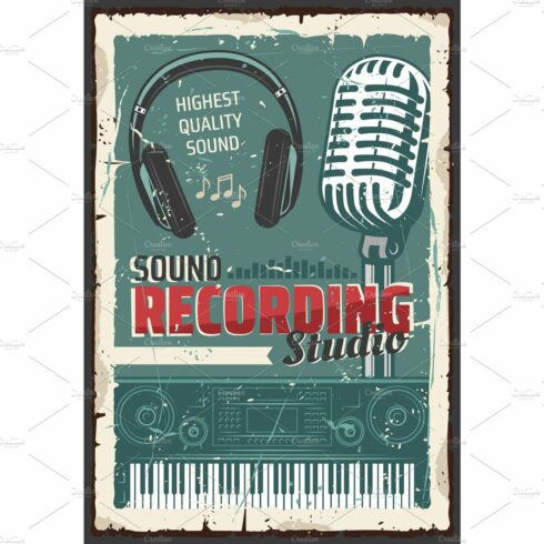 Music record studio, microphone cover image.