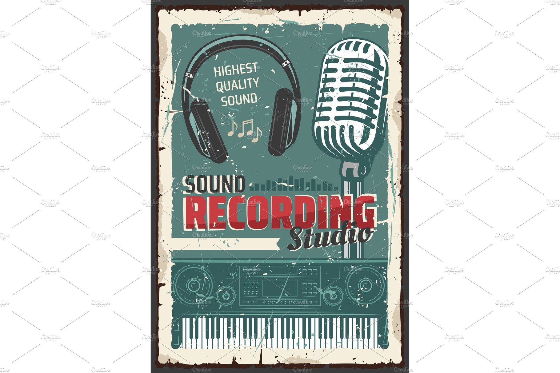 Music record studio, microphone cover image.