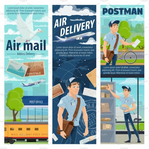 Post air mail delivery, mailman cover image.