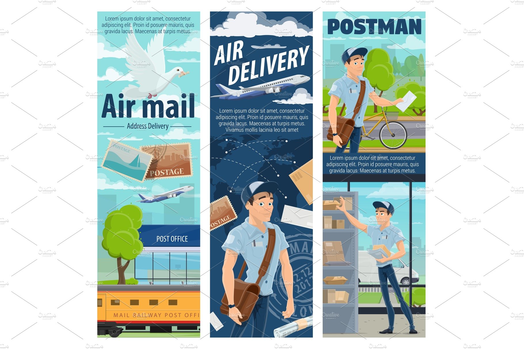 Post air mail delivery, mailman cover image.