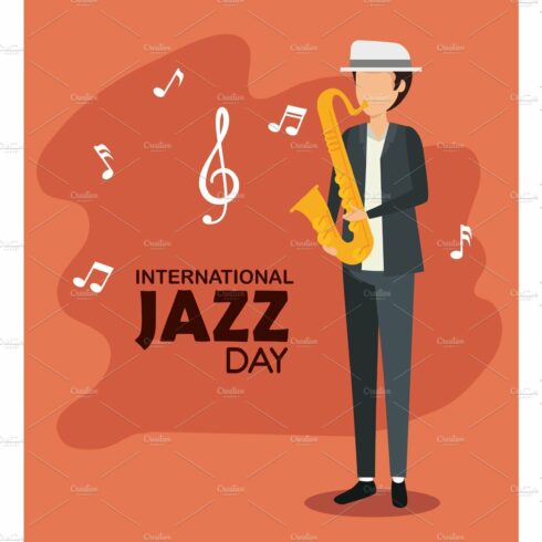 man play saxophone with music notes cover image.