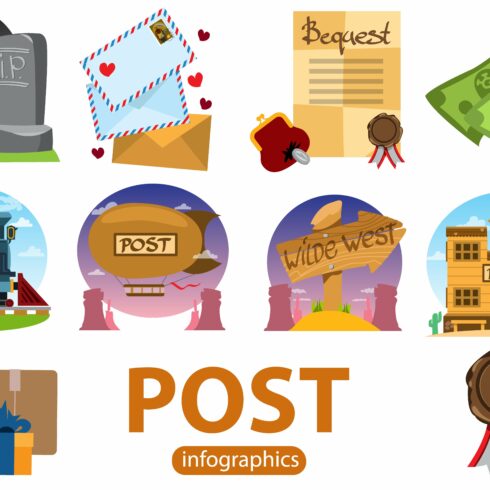 Post office. Infographics set cover image.