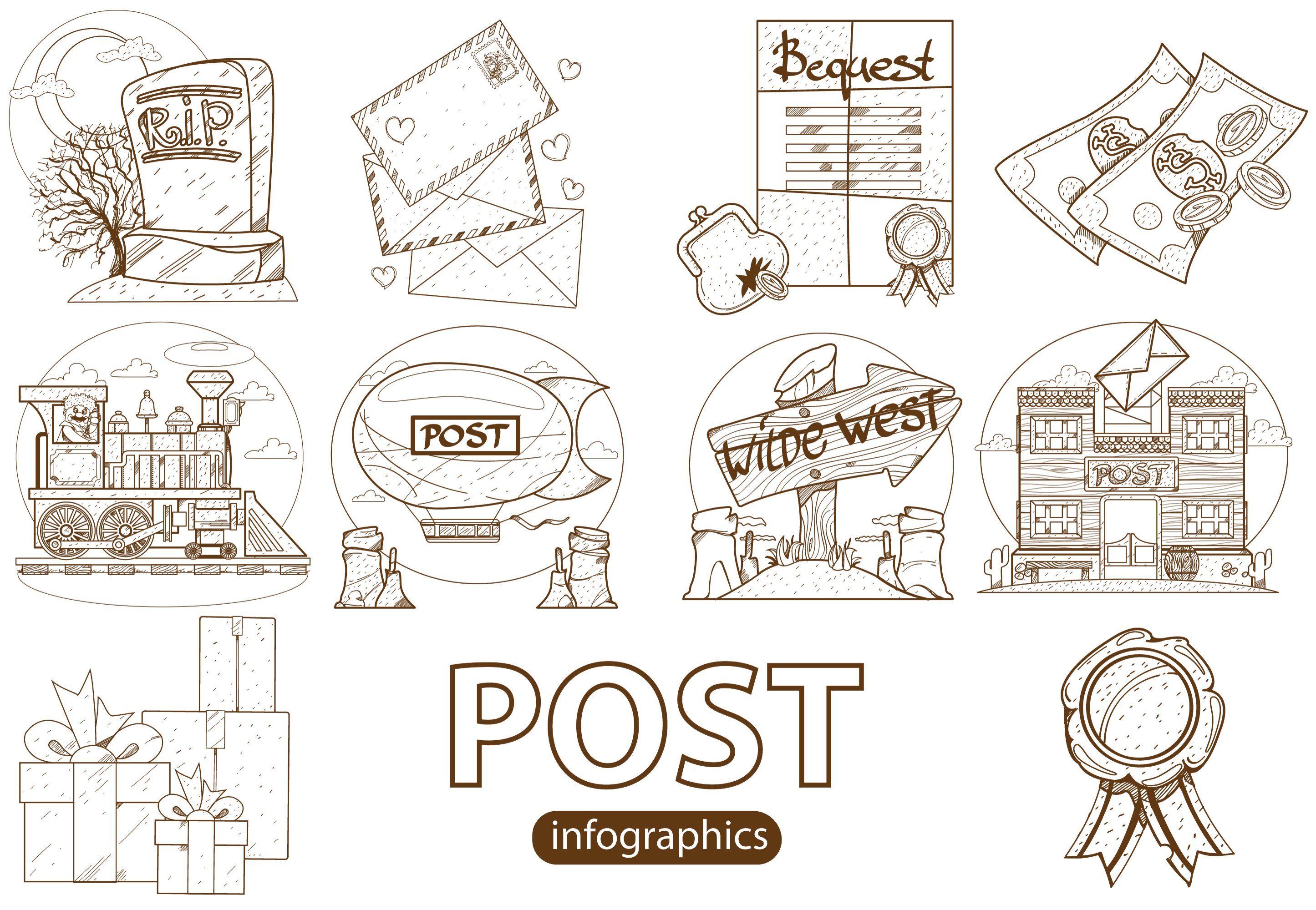 Post office. Infographics set preview image.