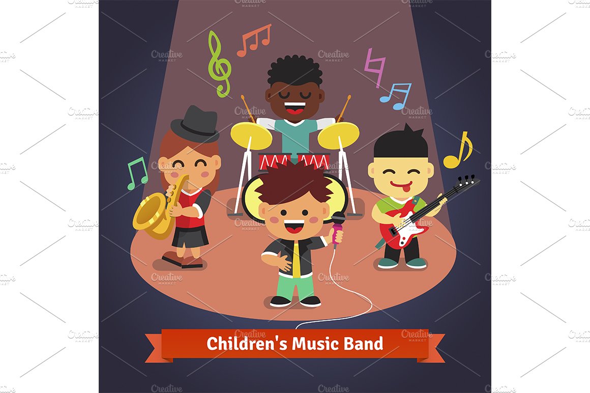 Kids music band playing and singing preview image.