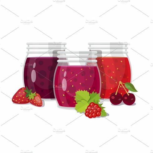 Three glass jars of jam cover image.