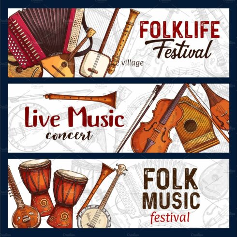 Folk music festival instruments cover image.