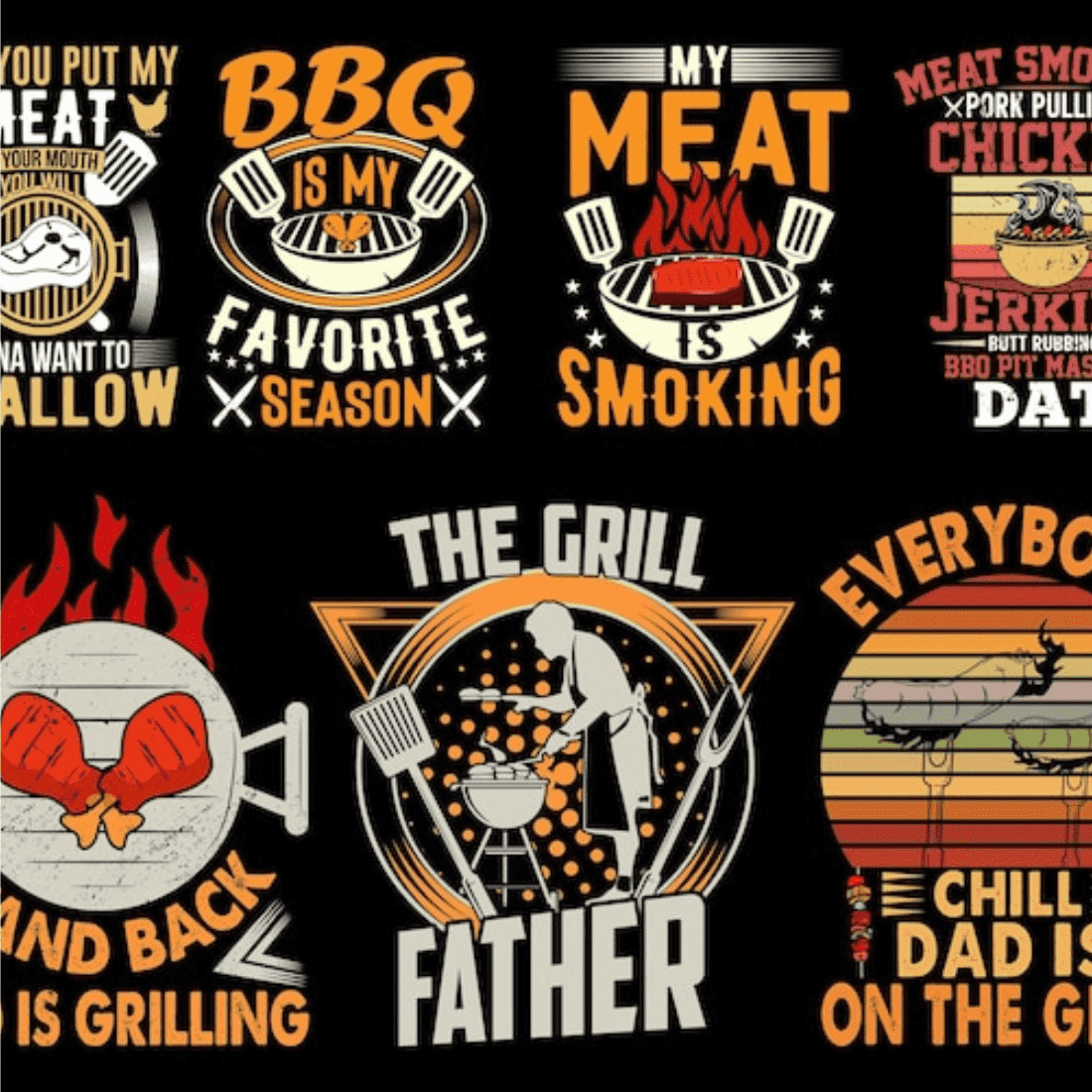 8 aesthetic t-shirt design bundle retro collection cover image.