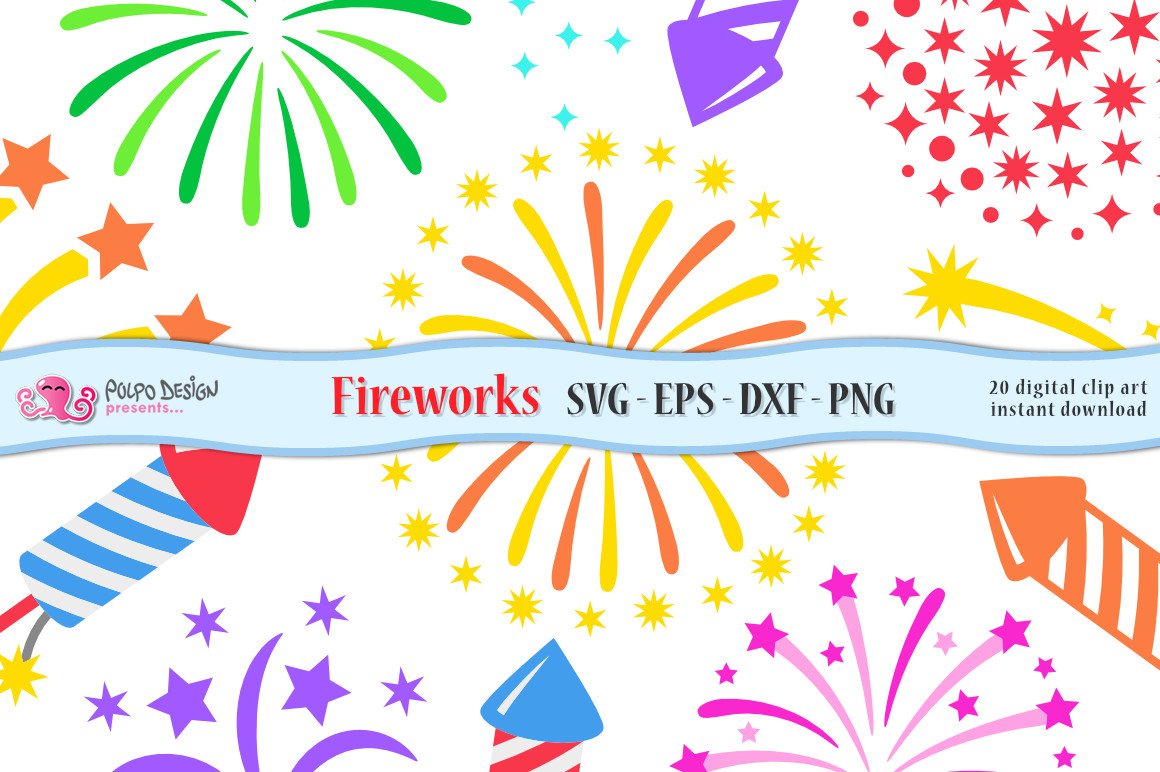 Fireworks SVG, Eps, Dxf, Png preview image.