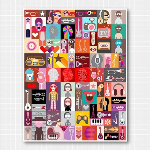 Pop-art vector collage cover image.