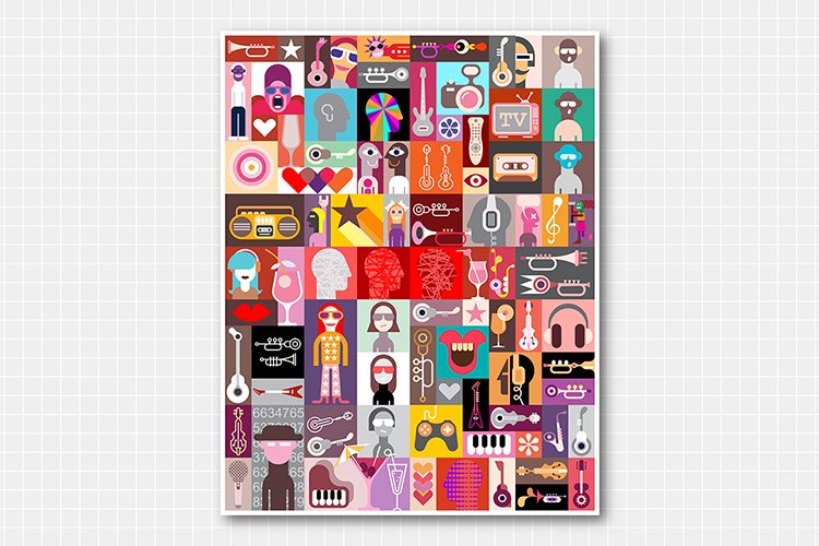 Pop-art vector collage cover image.