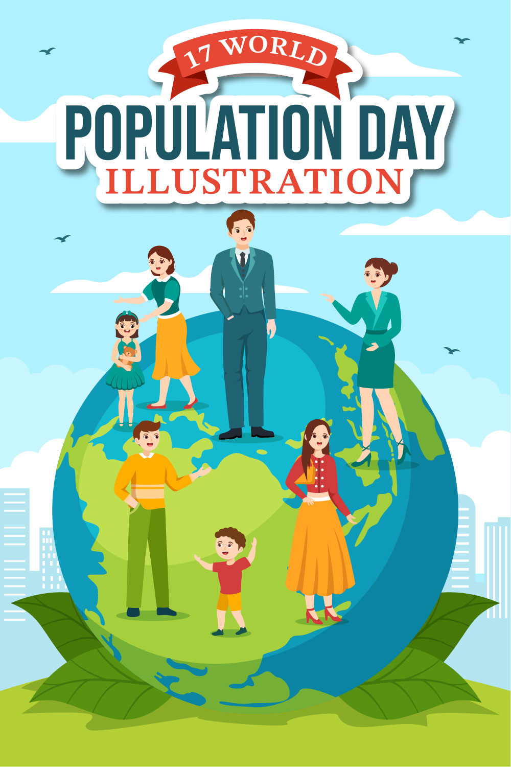 17 World Population Day Illustration pinterest preview image.