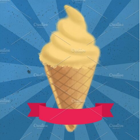 Vanilla cone ice cream poster cover image.