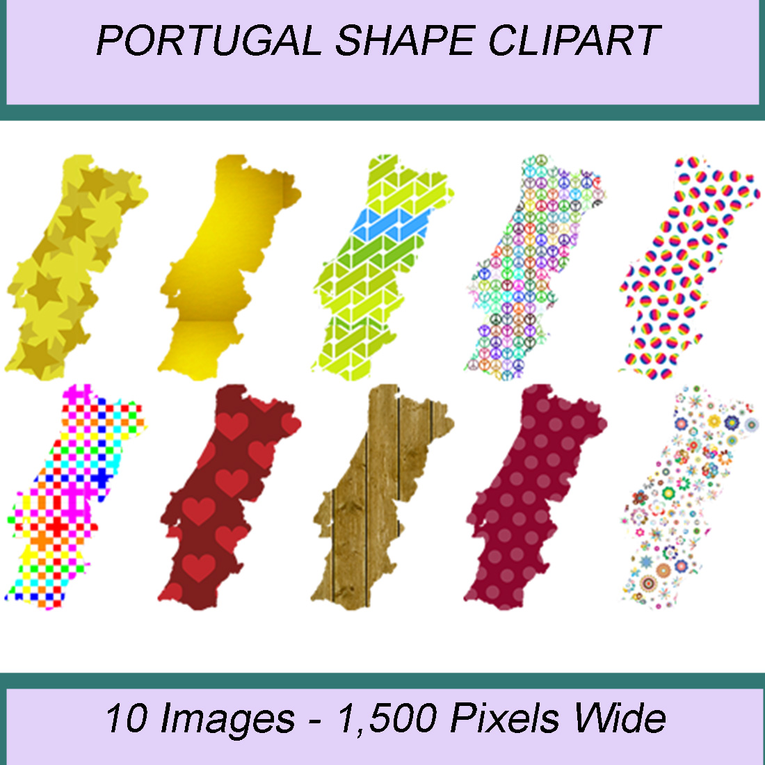 PORTUGAL SHAPE CLIPART ICONS cover image.