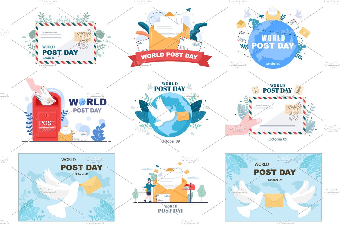 20 World Post Day Vector Design preview image.