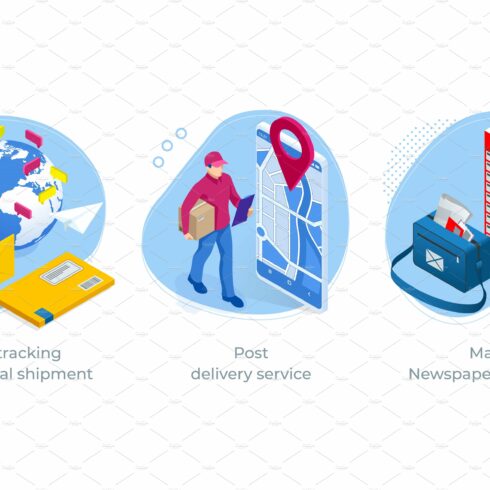 Isometric concept of Parcel tracking cover image.