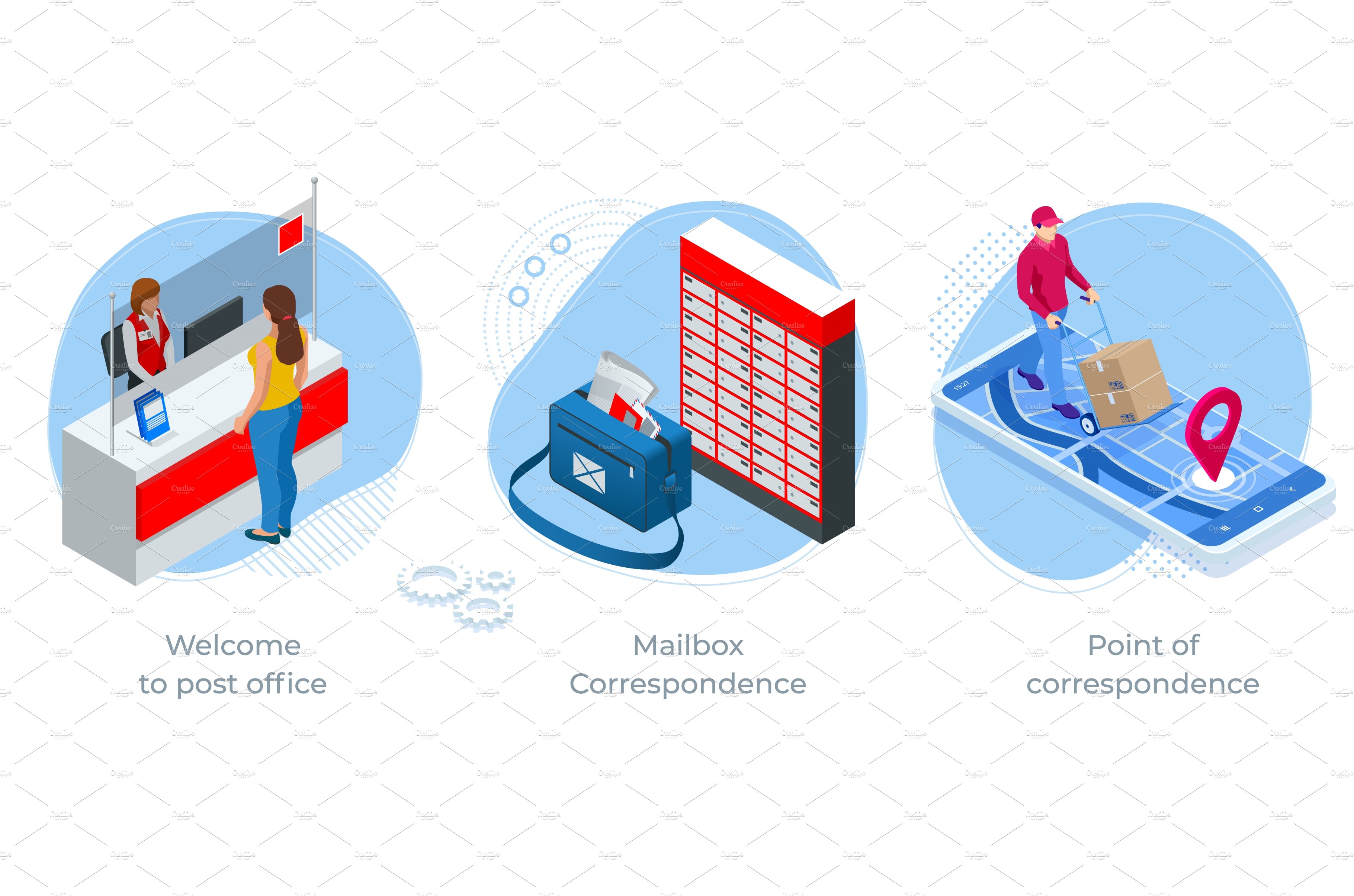 Isometric concept of Welcome to Post cover image.