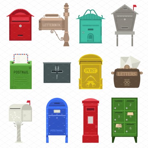 Post mail box vector set cover image.