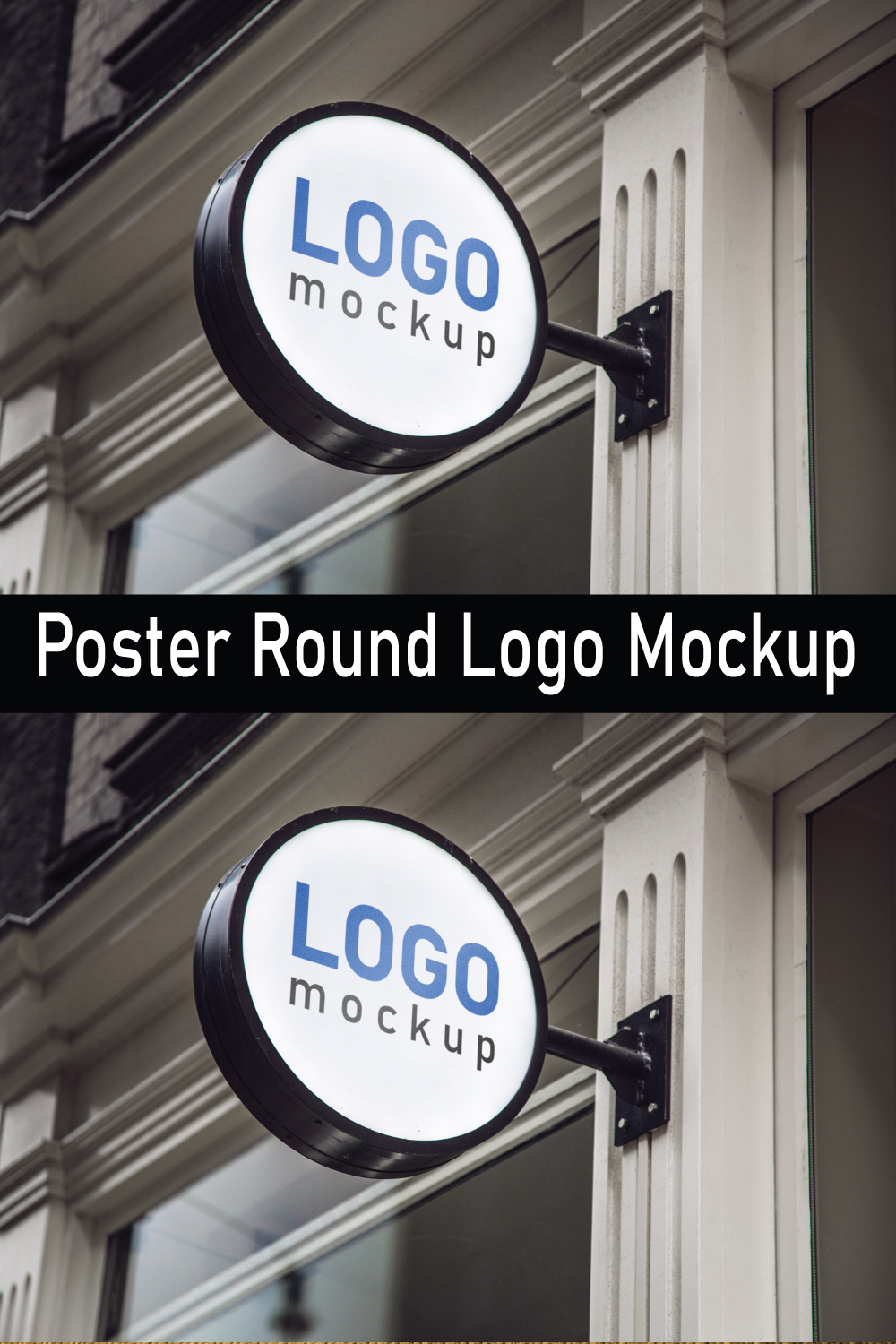 Poster Round logo Mockup Design PSD file pinterest preview image.