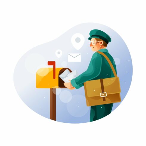 Postman puts the letter in the mail cover image.