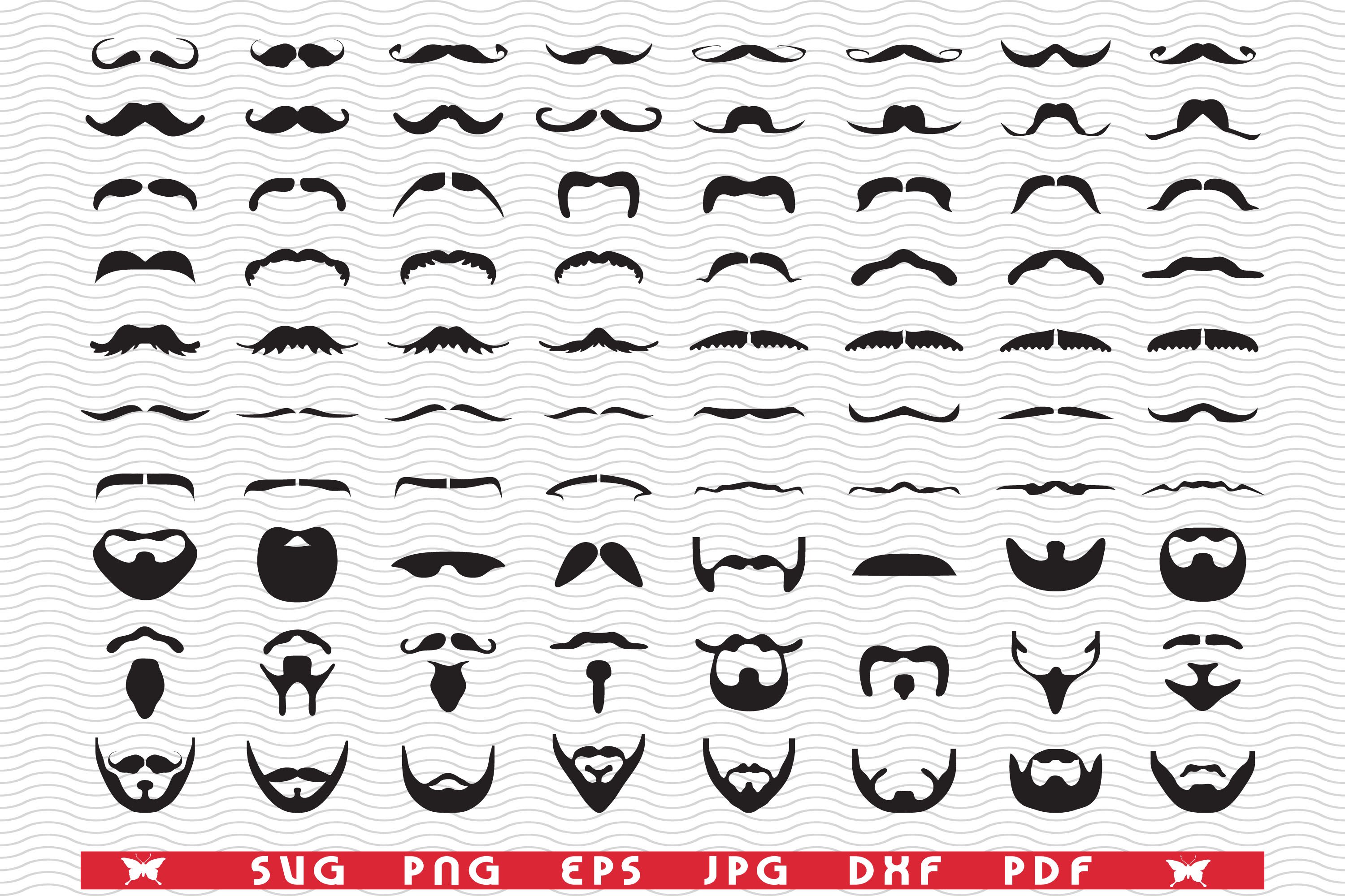 SVG Beard,Moustache,Black Silhouette cover image.
