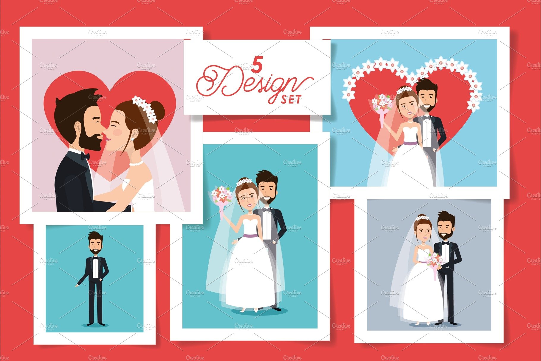 five designs of couples married cover image.