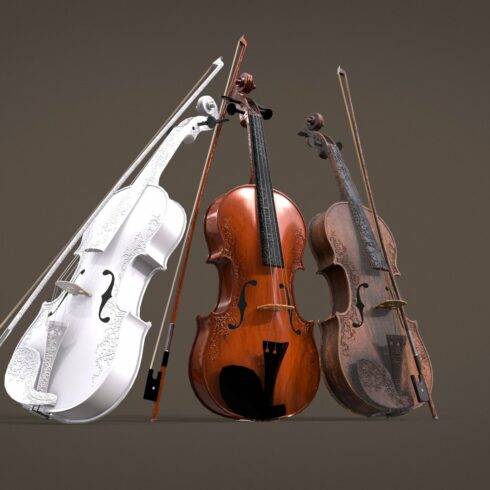 Violin 3d model (Game ready) cover image.