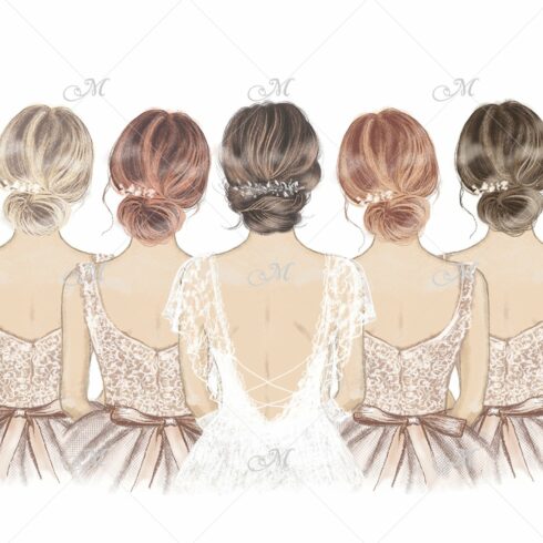 Bride with Bridesmaids Illustration cover image.