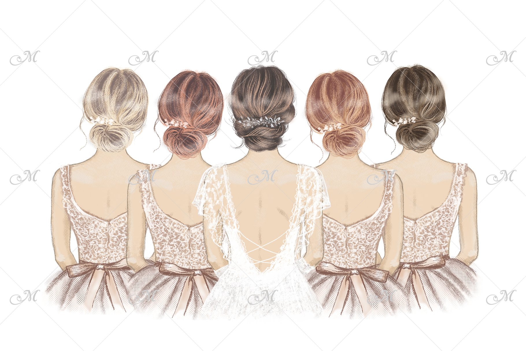 Bride with Bridesmaids Illustration cover image.
