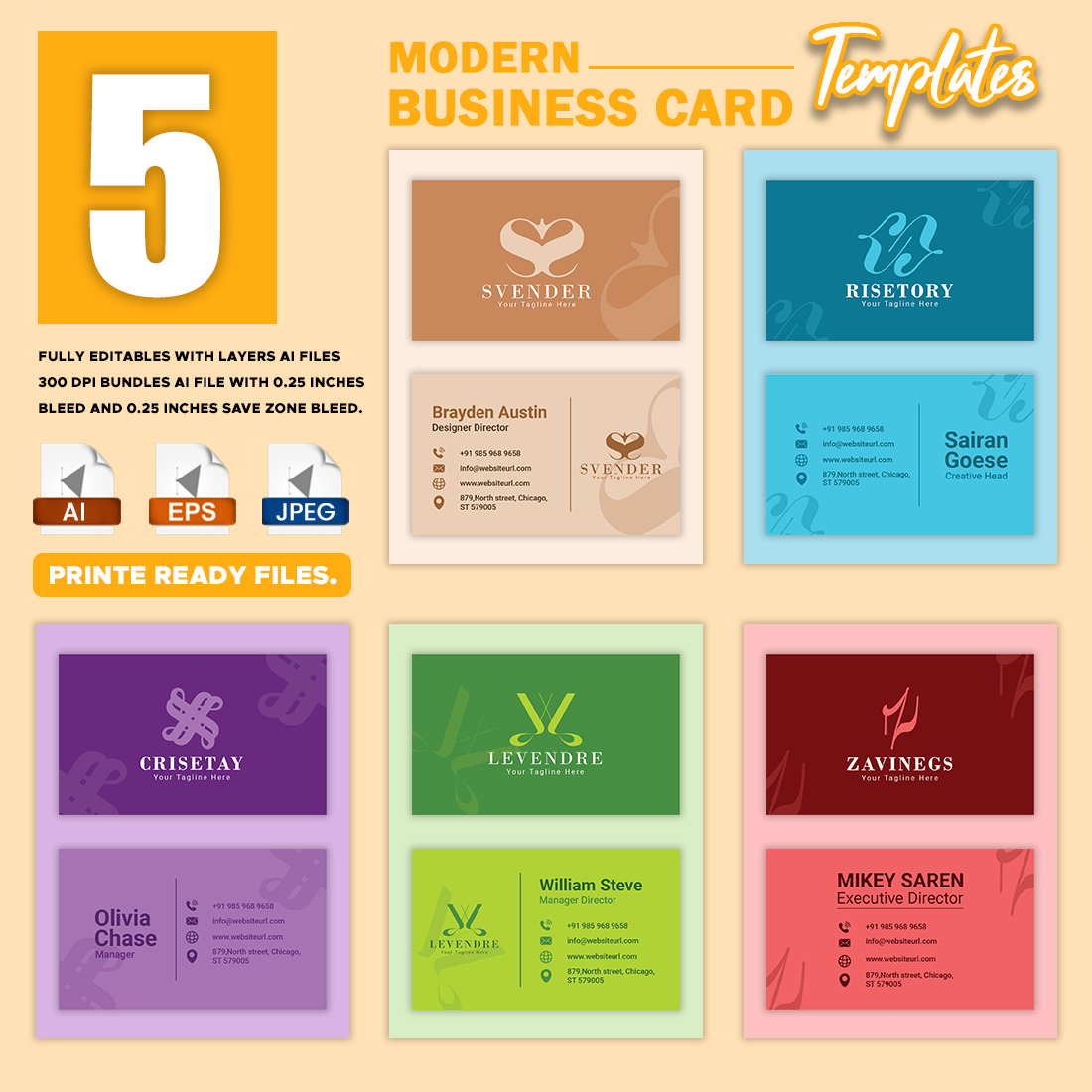 05 Creative/Modern Business Card Templates Bundle – Just $20 cover image.