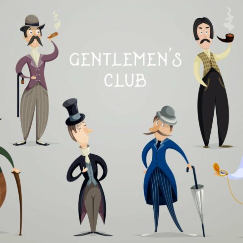 Gentlemen's club.Cartoon characters cover image.