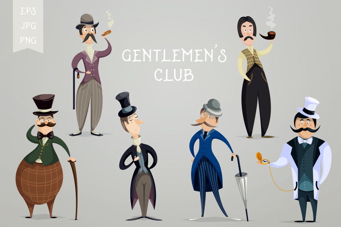 Gentlemen's club.Cartoon characters cover image.