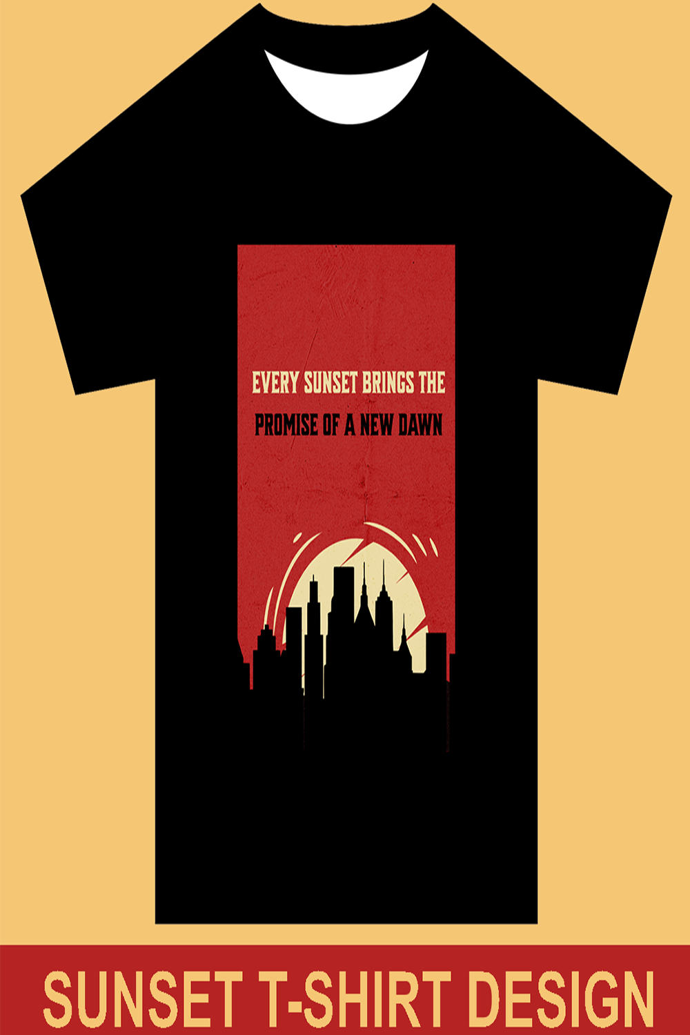 Sunset T-shirt design pinterest preview image.