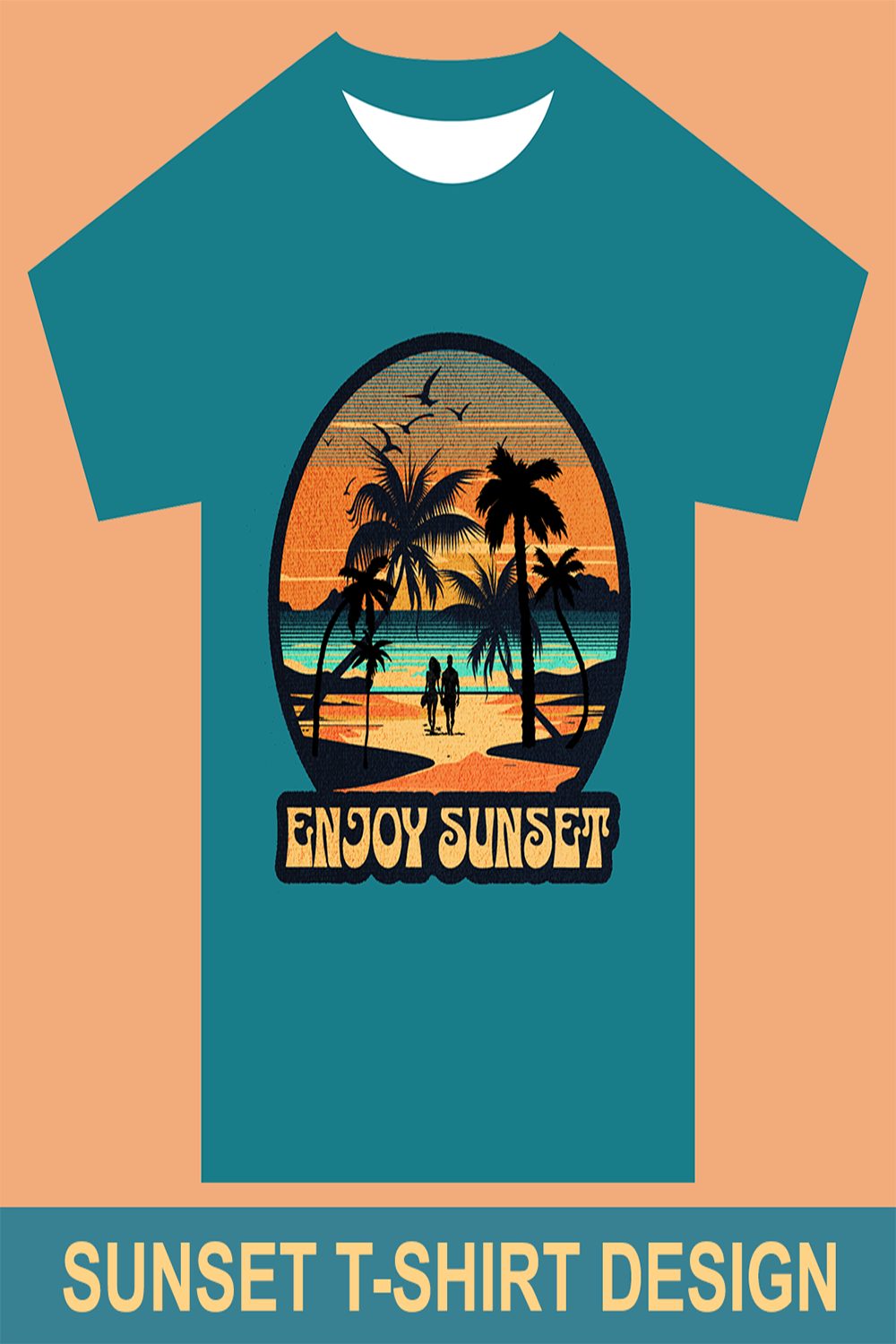 Sunset beach T-shirt pinterest preview image.