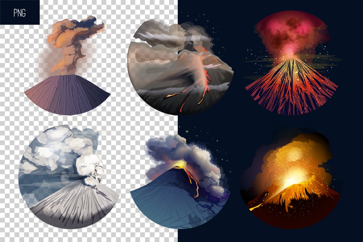 Volcano icon set. preview image.