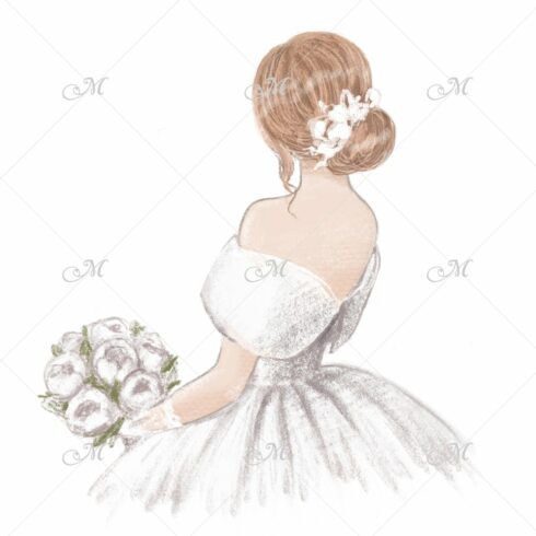 Bride with Bouquet Hand Drawn cover image.